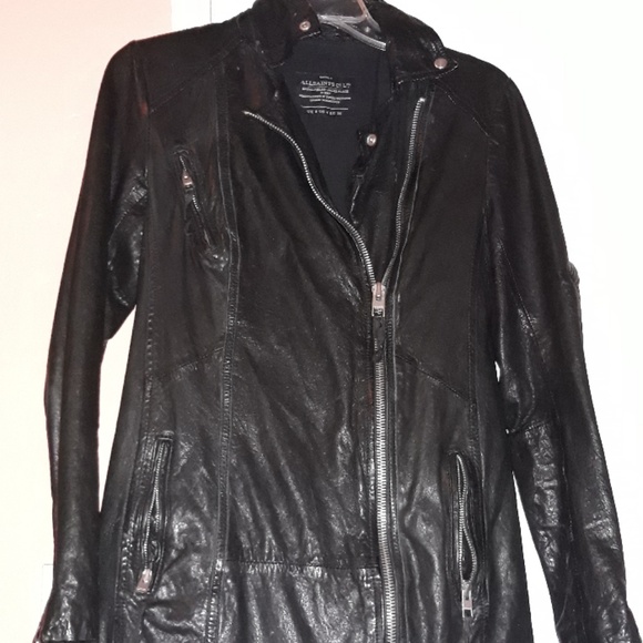 All saints black leather jacket - Picture 4 of 4
